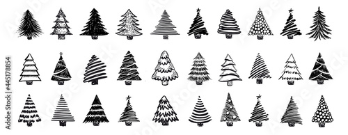 Christmas tree design, vector set.	
