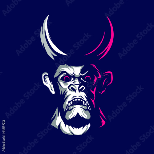 Devil demon man angry face logo. Colorful design with dark background. Abstract vector illustration