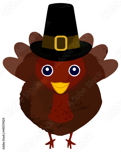 Thanksgiving turkey wearing a Pilgrim hat