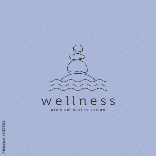 balance stone zen logo yoga vector symbol line art illustration design