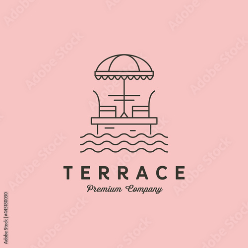 terrace cafe line logo vector symbol minimalist illustration design