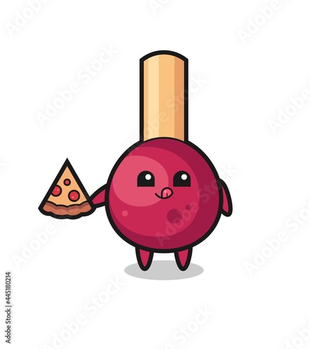 cute matches cartoon eating pizza