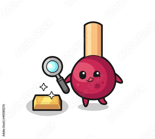 matches character is checking the authenticity of the gold bullion