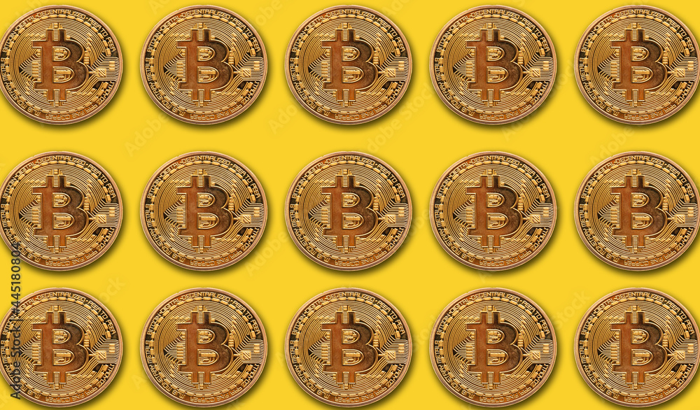 Bitcoin golden cryptocurrency coin background. 3D Rendering Bitcoin golden cryptocurrency coin background. 3D Rendering