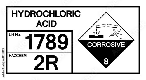 Hydrochloric Acid Symbol Sign, Vector Illustration, Isolate On White Background, Label .EPS10 photo