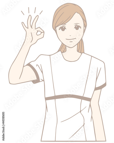 OKサインを出す歯科衛生士（パステルカラー）