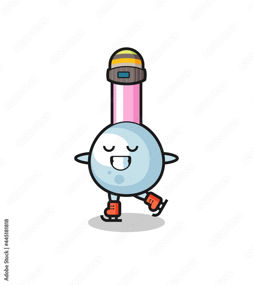 cotton bud cartoon as an ice skating player doing perform cotton bud cartoon as an ice skating player doing perform