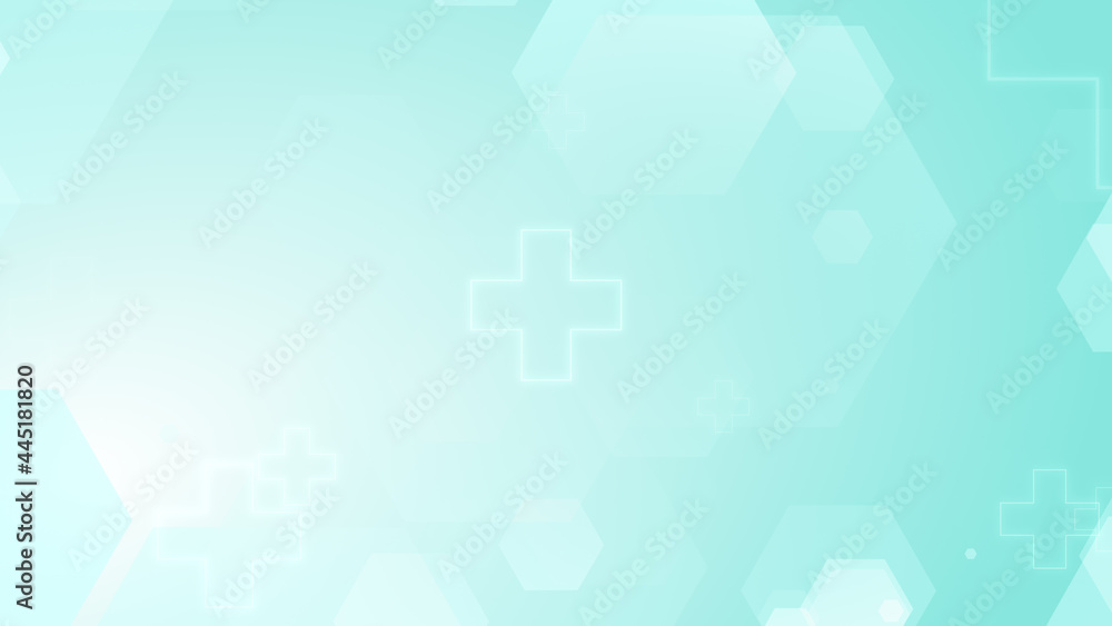 Hexagon cross geometric blue green pattern medical bright background. Abstract graphic design technology and science concept. Hexagon cross geometric blue green pattern medical bright background. Abstract graphic design technology and science concept.