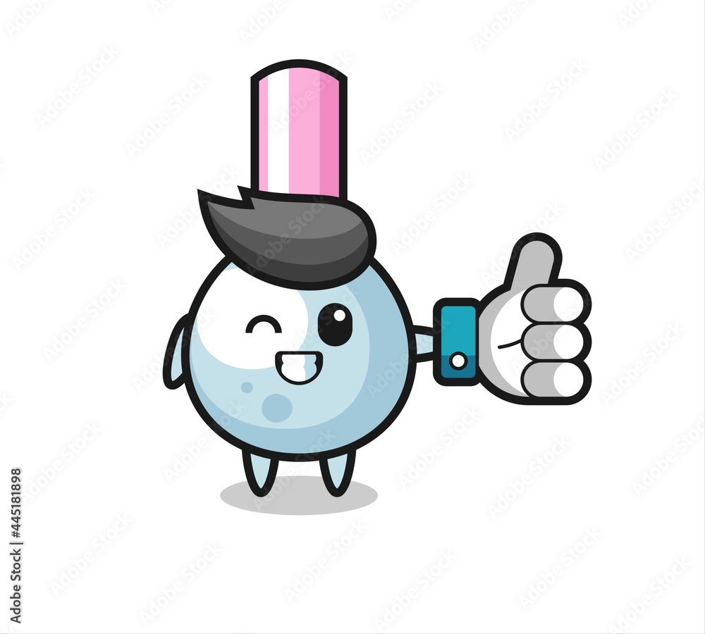 cute cotton bud with social media thumbs up symbol