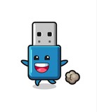 the happy flash drive usb cartoon with running pose