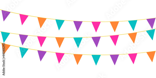 Party flags over white background illustration