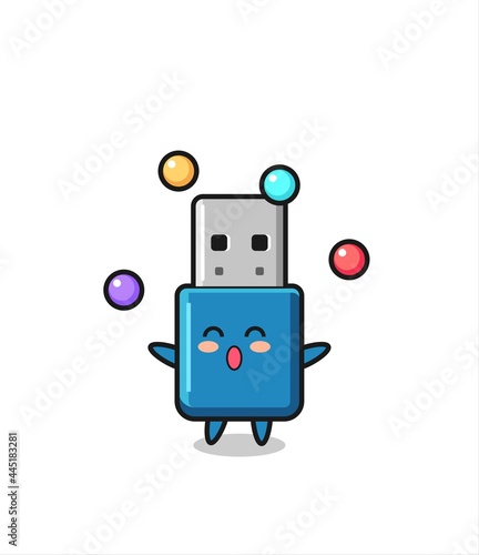the flash drive usb circus cartoon juggling a ball