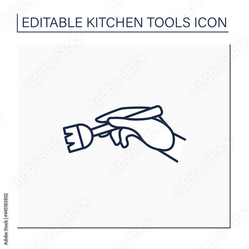 Brush line icon. Silicone basting. Spread butter, oil or glaze on food. Cooking utensils. Kitchen tools concept. Isolated vector illustration. Editable stroke