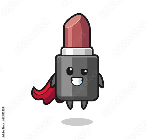 the cute lipstick character as a flying superhero
