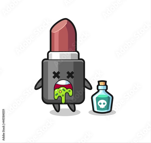 illustration of an lipstick character vomiting due to poisoning