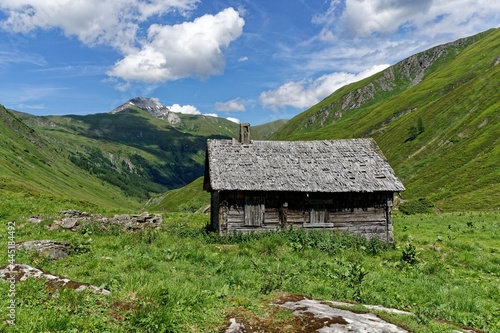 old mystical wooden shed in the austrian mountains