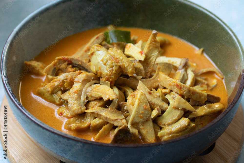 Young Coconut Curry with Chicken or Kaeng Kai Kala, a traditional Thai dish. Young Coconut Curry with Chicken or Kaeng Kai Kala, a traditional Thai dish.