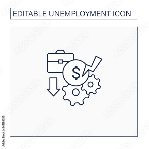  Pay cuts line icon. Reducing salary, payment, compensation, Budget cutting. Unemployment concept. Isolated vector illustration.Editable stroke 