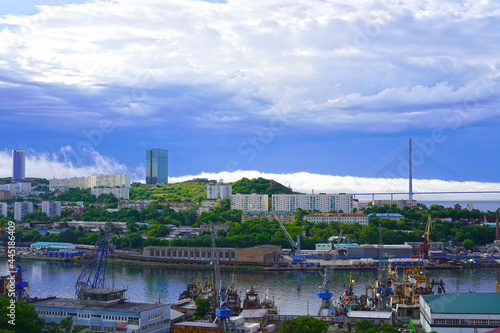 Landscape with a view of the Russian Bridge. Vladivostok © vvicca