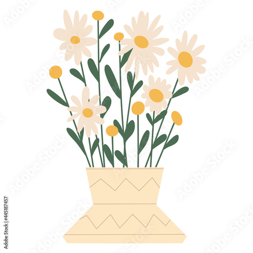 Beautiful blooming composition with leaves and stem isolated on white. Flowering plants and herbs.