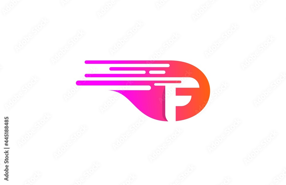 Letter F Isolated Oval Speed Style Logo