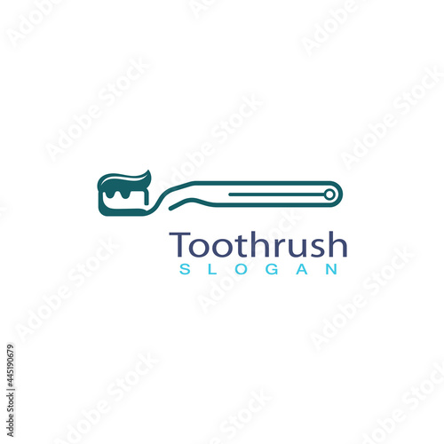 Tooth brush with toothpaste icon trendy silhouette modern style design