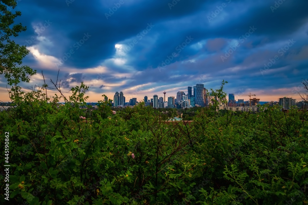 Moody Clouds Over The Downtown Calgary Skyline In The Summertime