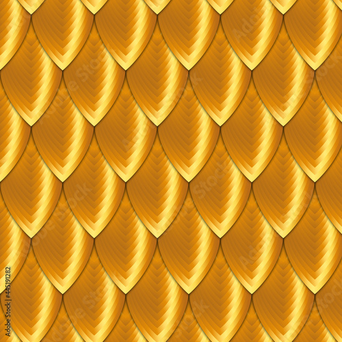 Abstract gold dragon scale pattern background. Vector dragon skin.
