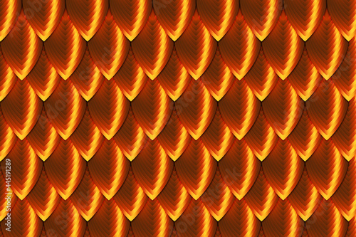 Abstract gold dragon scale background. Image fish skin copper color.