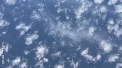 Airplane in flight, making a white stripe in the sky. Time Lapse of blue sky. photo