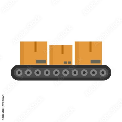 Parcel assembly line icon flat isolated vector