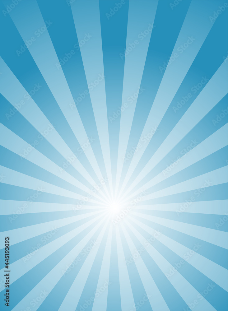 Sunlight vertical background. Powder blue color burst background with white highlight.