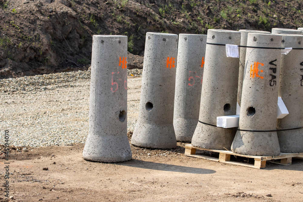 Round Concrete Piers. Concrete Bell Pier for the street lamp post. Round Concrete Piers. Concrete Bell Pier for the street lamp post.