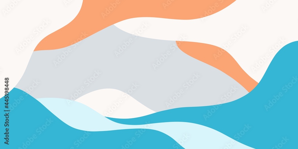 set of abstract shapes lines of blue cyan grey and orange colors hand drawn digital illustration