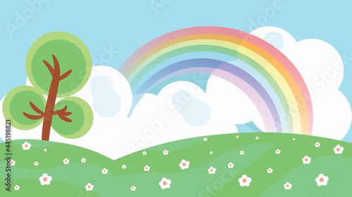 Cute Rainbow landscape vector for background