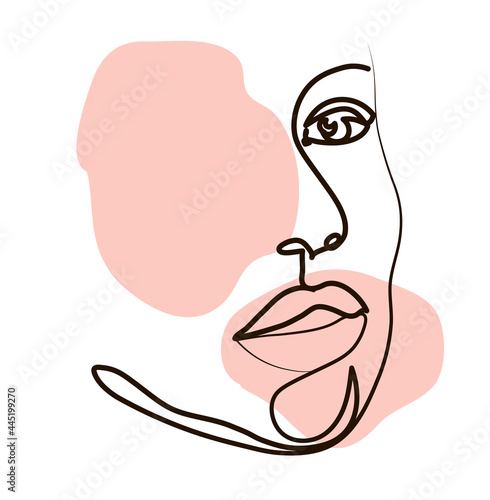 Abstract poster with woman line face. Vector abstract background concept.