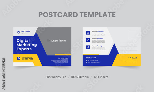 Corporate business postcard template or EDDM postcard design layout, Business postcard