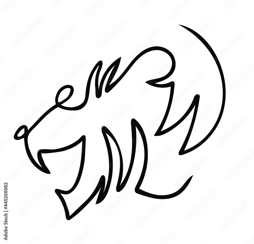 Tiger face line drawing vector. Animal one line art. Flat design. Isolated icon. Unstoppable line drawing. Linear artwork element. Tiger symbol of 2022. Tiger face line drawing vector. Animal one line art. Flat design. Isolated icon. Unstoppable line drawing. Linear artwork element. Tiger symbol of 2022.