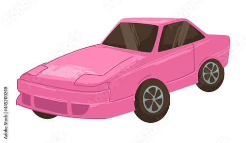 Retro car from 2000s, modern transport pink auto