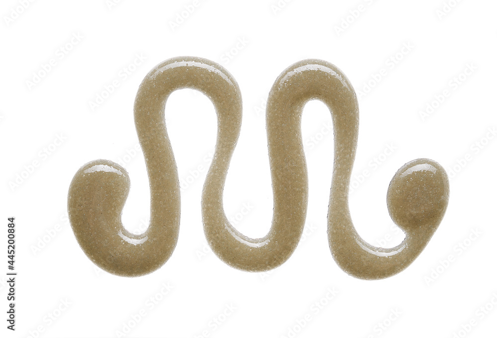 Obraz premium Light gray texture of cosmetic product, body scrub isolated on white background