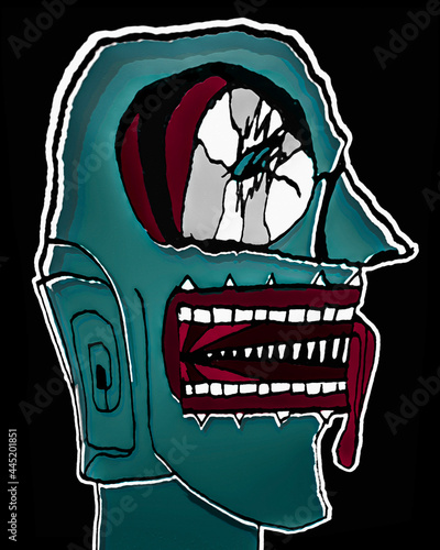 Colored Creepy Man Portrait Illustration photo