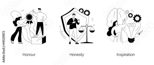 Moral principles abstract concept vector illustrations.