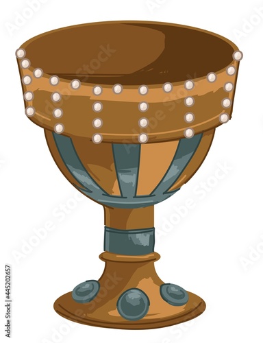 Golden goblet with pears and gemstones, old cup
