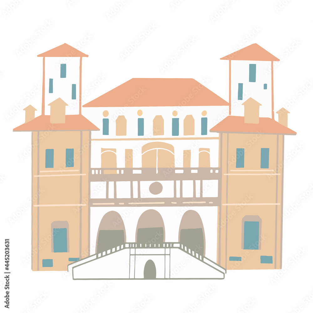 Villa Borghese Galleria Borghese in Rome, Italy. Vector illustration.