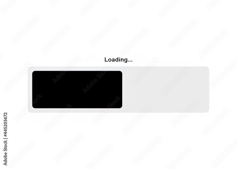 An horizontal loading bar with a small text over it, at the middle of the process, lost in a lot of white space.
An horizontal loading bar with a small text over it, at the middle of the process, lost in a lot of white space.