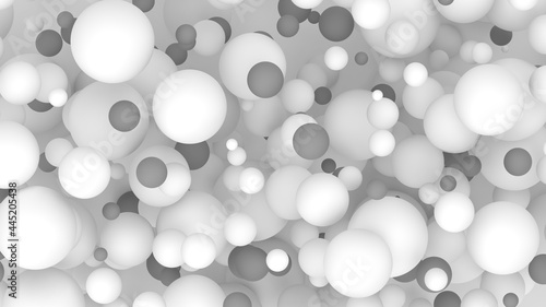 minimal abstract background many monochrome spheres white gray silver 3d render © Georgiy