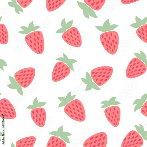 Lovely seamless pattern on the theme of Strawberry. Graphic vector pattern with strawberry for printing on fabric, paper for scrap booking, gift wrapping and wallpaper. Vector illustration