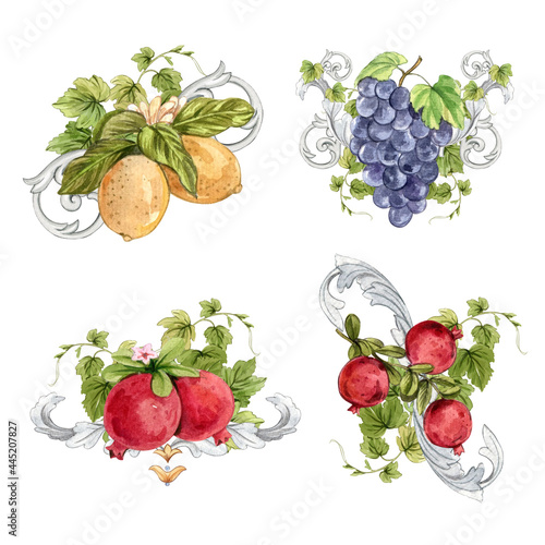 Obraz na plátně Bouquet with Italian style concept,watercolor style