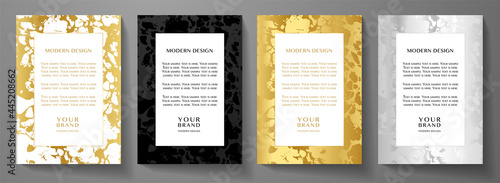 Modern black and gold frame design set (collection). Premium vector layout background with luxury pattern for certificate, business catalog, brochure template, menu