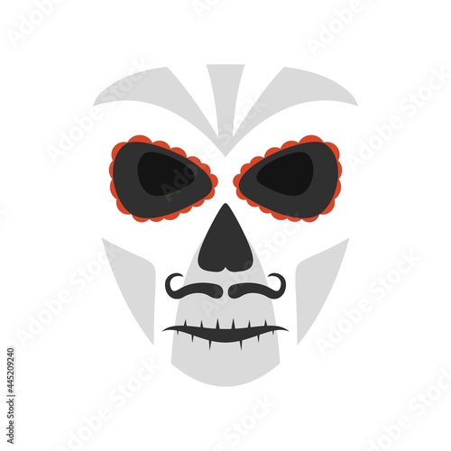 Dead mexican mask icon flat isolated vector